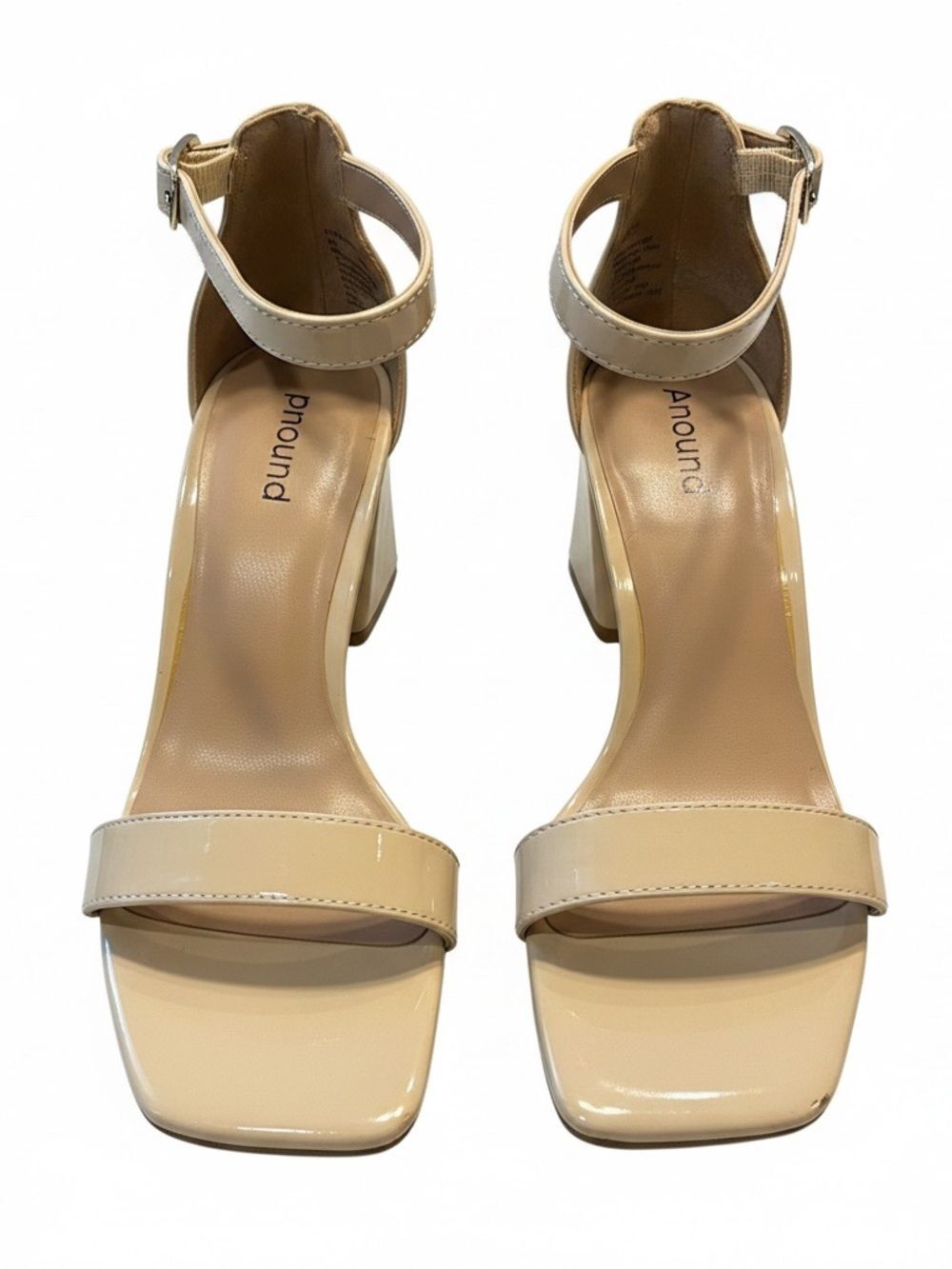 Abound Nude Patent Block Heel Sandals with Ankle Strap